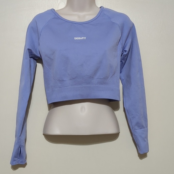 Diosafit Tops - Diosafit Long Sleeve Lilac Cropped Top Size Large